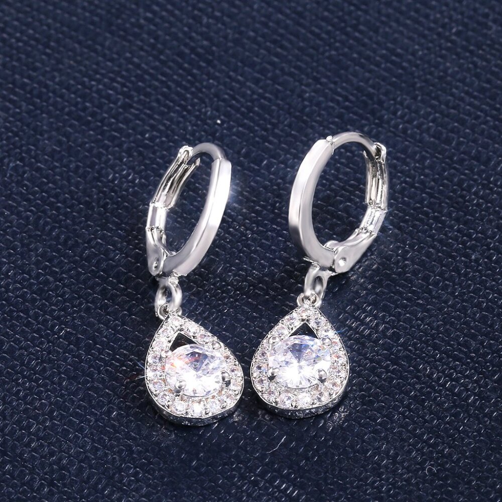 925 Silver Plated Fashionable CZ Earrings For Women, FB16FA1148 - Picture 2 of 7
